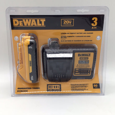 DeWALT 20V MAX Lithium-Ion Compact Battery Pack 3.0Ah with Charger